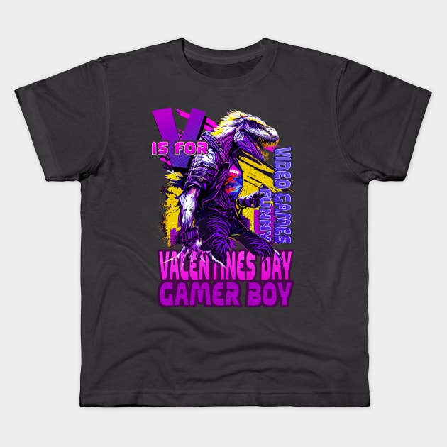 V is for Valentines: The Fun and Funny Gamer T-Shirt Collection Kids T-Shirt by Meryarts